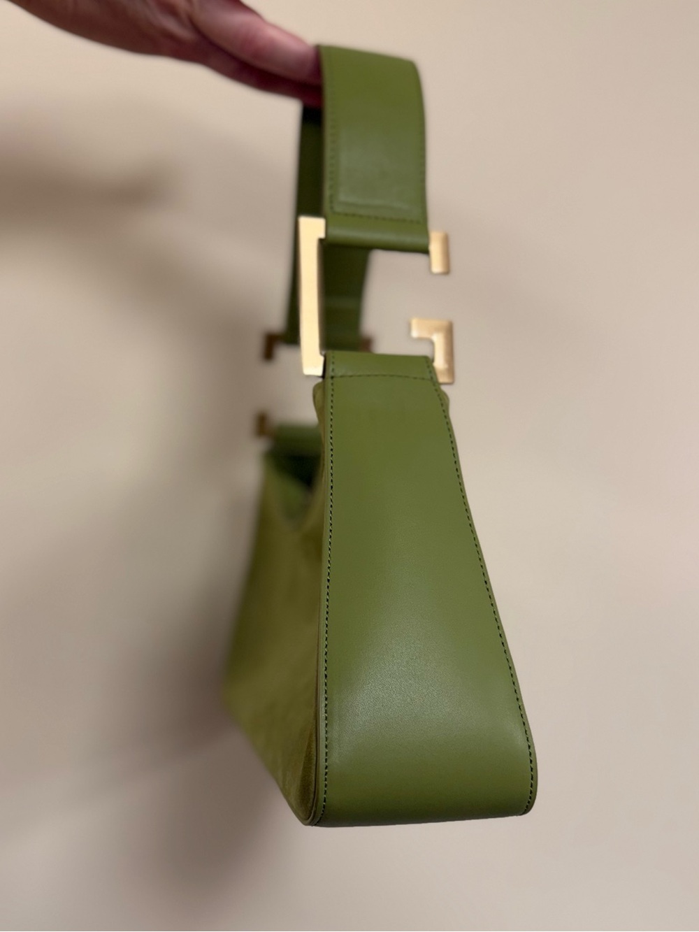 Cult Gaia Aliza Lime Green Suede Leather Shoulder Bag Gold Hardware - Picture 12 of 16